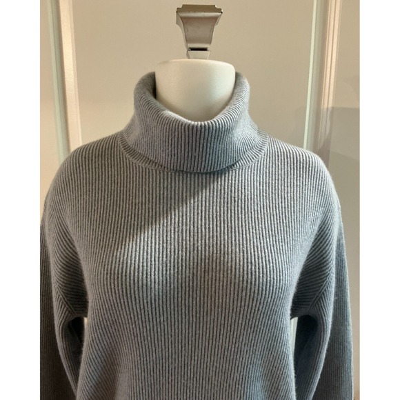 Brunello Cucinelli 100% Cashmere Blue Turtleneck Sweater sz Medium Italy Monili - Picture 2 of 13